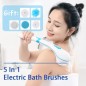 Brosse de bain électrique 5 en 1, étanche, longue poignée, douche à main, Massage de la peau, meulage des pores du corps,