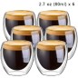 Lot de 6 tasses à expresso en verre borosilicate à double paroi (6 x 80 ml), tasses à café en verre