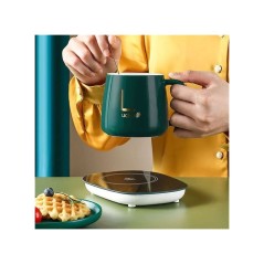 Ensemble Petit Déjeuner - Mug + sous tasse en céramique, une cuillère élégante, et une plaque électrique