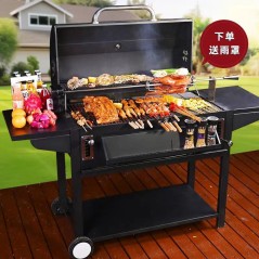 Grills Ménage Cour Grill Grill Extérieur Fumé Barbecue Américain Grande Étagère (Noir 115 * 49 * 126 cm)