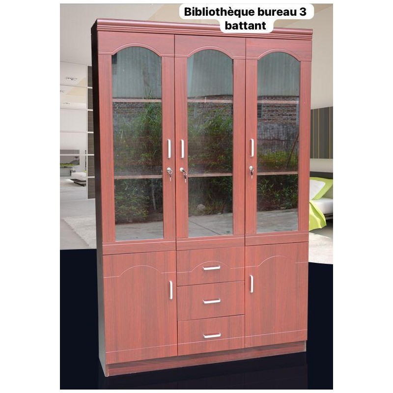 Bibliothèque de bureau en bois détachable, 1 pièce, étagère de rangement, armoire de remplissage avec porte en verre et serrure