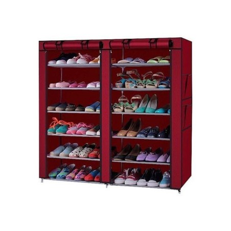 Armoire de Rangement de Chaussures - 36 Paires - Rouge