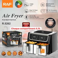 RAF Friteuse à air multifonction 5L + 5L Friteuse à air numérique saine et sans huile à double panier