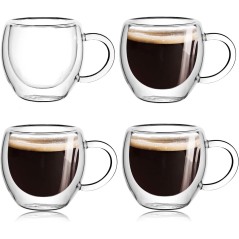 Lot de 4 tasses à expresso double paroi,80 ml