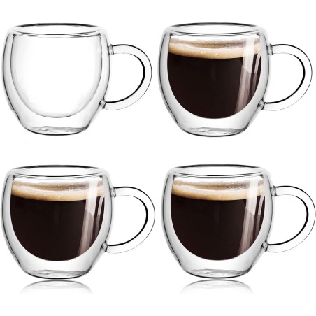 Lot de 4 tasses à expresso double paroi,80 ml