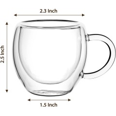 Lot de 4 tasses à expresso double paroi,80 ml