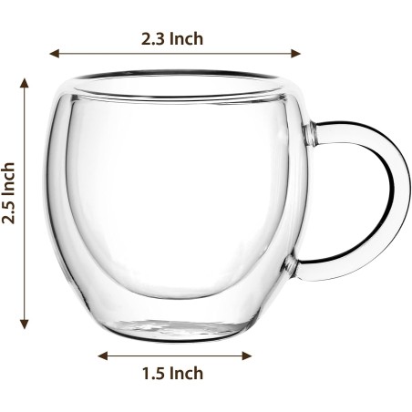 Lot de 4 tasses à expresso double paroi,80 ml