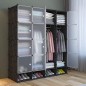 Armoire Penderie 4 Battants avec Rangement Chaussure -Plastique